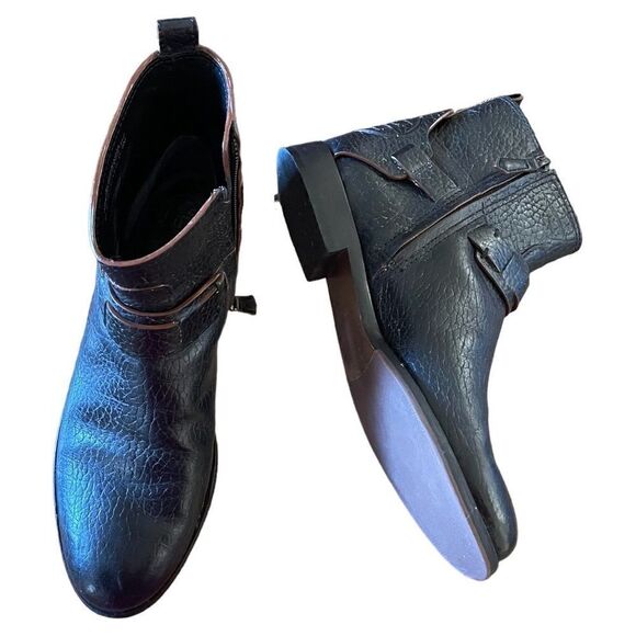 Tory Burch Derby Ankle Boots Pebble Leather Black - Picture 9 of 10